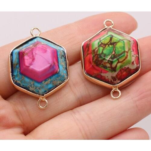 Hot Sale Natural Stone Connector Faceted Emperor Stone Connector For Jewelry Making DIY Necklace Bracelet Accessory