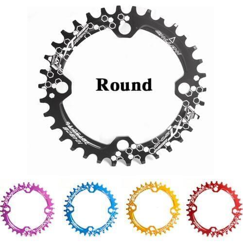 Bicycle Crank 104BCD Round Shape Narrow Wide 32T/34T/36T/38T MTB Chainring Bicycle Chainwheel Bike Circle Crankset Single Plate