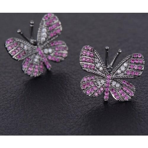 LARRAURI 2019 Hot Fashion Jewelry Noble Paved Full Cubic Zirconia Butterfly Earrings Boucle D'oreille Femme Earings Girl Gifts