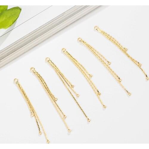 4PCS 53MM 14K Gold Color Plated Brass Chain Tassel Charms Jewerly Making Diy Jewelry Findings Accessories