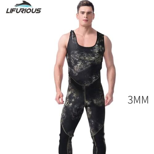 LumiParty 3mm Men Pesca Neoprene Fishing And Hunting Suit Camouflage Two-Piece Split Fishing Hunting Suit Diving Surf Suit