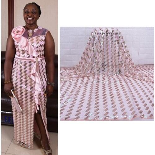 Fashion French Mesh Lace Fabrics Purple African Dry Lace Fabric With Sequins Heavy Embroidery For Nigerian Wedding Party F1739