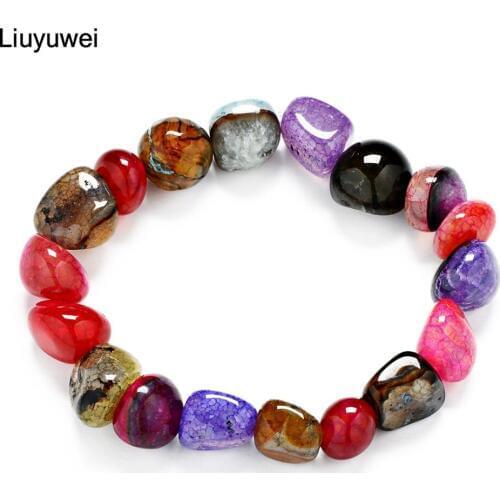 Liuyuwei Fashion Natural Stone Bracelets For Women Men Irregular Shape Quartzs Beaded Yoga Bracelets Pulseira Masculina YWSL018