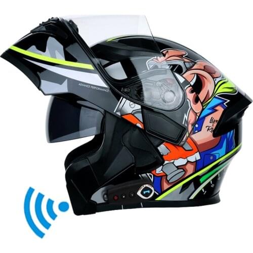 Motorcycle Bluetooth-compatible Headset Helmet Flip Up Dirt Bike Full Face Motocross Double Visor Helmets Racing Moto Helmets