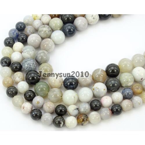 Natural Parral Dendrite Ag-ate Gems Stone Round Spacer Beads 15.5'' 4mm 6mm 8mm for Jewelry Making Crafts 5 Strands/Pack