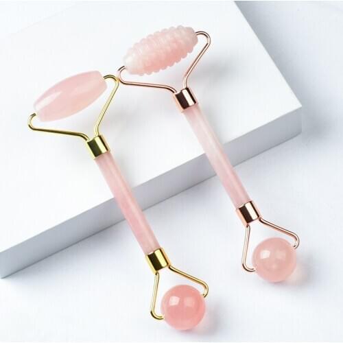 Natural Rose Quartz Jade Roller Facial Massager Firming Skin Muscle Anti Body Cellulite Eye Dark Circle Green Aventurine Crystal