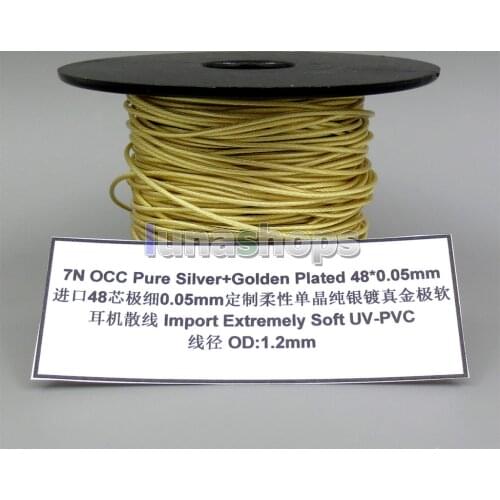LN005957 Hi-Res 48*0.05mm Bulk Extremely Soft 7N OCC Pure Silver + Gold Plated Earphone DIY Custom Cable
