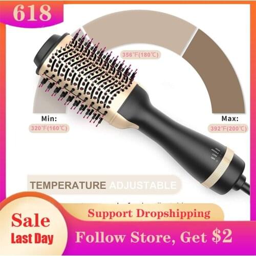 One Step Hair Dryer Brush Volumizer Negative ION Hot Comb Iron Straightener Curler for Women International Blower Brush