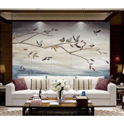 Custom wallpaper 3D Simple and beautiful art flowers and birds background wall decor painting living room bedroom 3d wallpaper