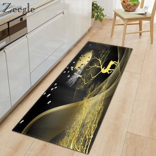 Zeegle Christmas Kitchen Mat Anti-slip Soft Carpet Rectangle Printed Comfortable Doormat Bedroom Bedside Rug Living Room Rug