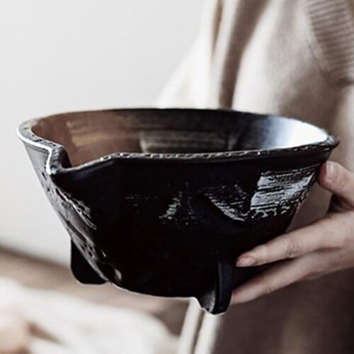 Hand-painted Japanese-style retro creative ceramic large irregular noodle soup bowl and wind restaurant salad bowl beat egg mixi