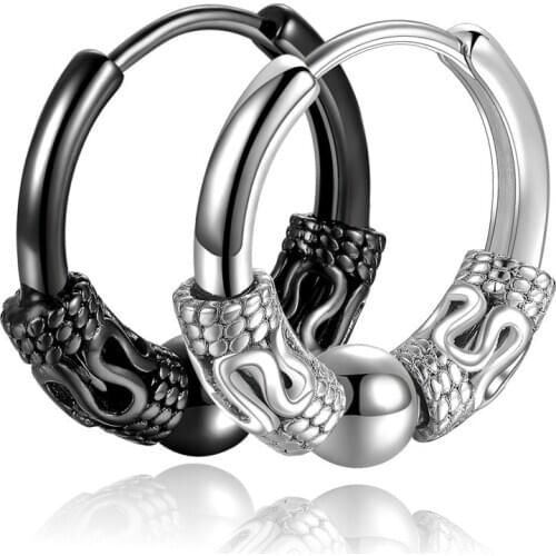 1Pcs Mens Stainless Steel Hoop Earrings Fashion Personality Hip Hop Earrings Unisex Hip Hop Jewelry Accessories