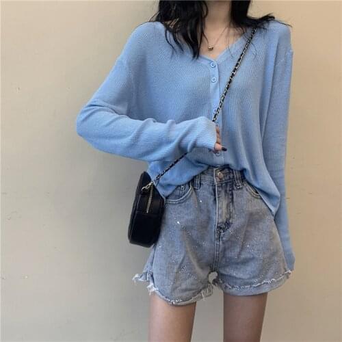 Sweet Chic Spring Autumn Thin Women Cardigans Korean Single Breasted Preppy Style Sweaters V Neck Long Sleeve Knitted