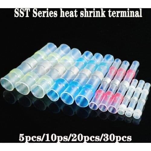 Wire connector 10PCS SST-S11 S21 S31 S41 Heat Shrink Butt Wire Connectors Waterproof Tinned Copper Solder Seal Terminals Kit Set
