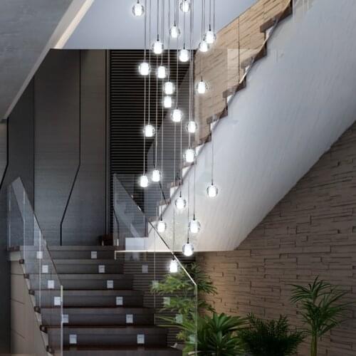 LED Chandelier Crystal Glass Staircase Villa Hotel Creative Bar Pendant Chandelier Modern Nordic Living Room hanging lights