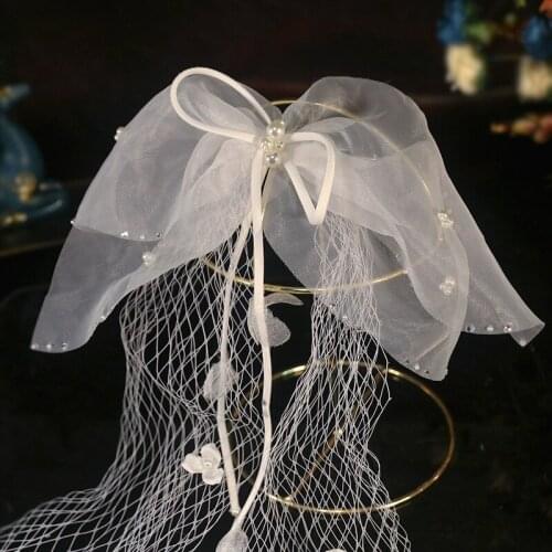 Bridal Headdress Wedding Mesh Shape Short Veil Bow Hair Accessory