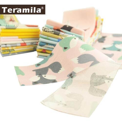 Teramila Animal Cartoon 100% Cotton Fabric 5x50CM Jelly Roll Strip Telas DIY Patchwork Algodon Cloth Tissus Quilts Tecido Craft