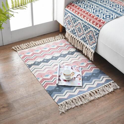 Tassels Woven carpet Area rug for bedroom Knitted Animal print carpets small mat Kitchen rugs washable