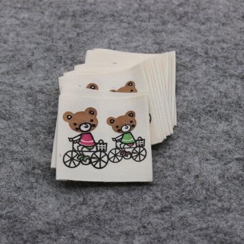 Stock natural white cotton printed label/main label for kids clothing/garment tag printing/collar label