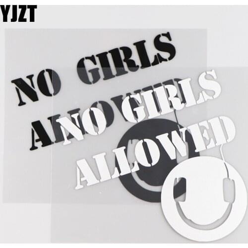YJZT 13.5X12CM NO GIRLS ALLOWED Car Sticker Word Decor Vinyl Decal Creative Cartoon Black/Silver 4C-0053