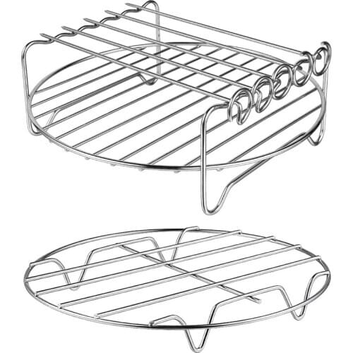 Hot Air Fryer Accessories-Air Fryer Rack Set of 2, Multi-Purpose Double Layer Rack with Skewer, Compatible with XL Power