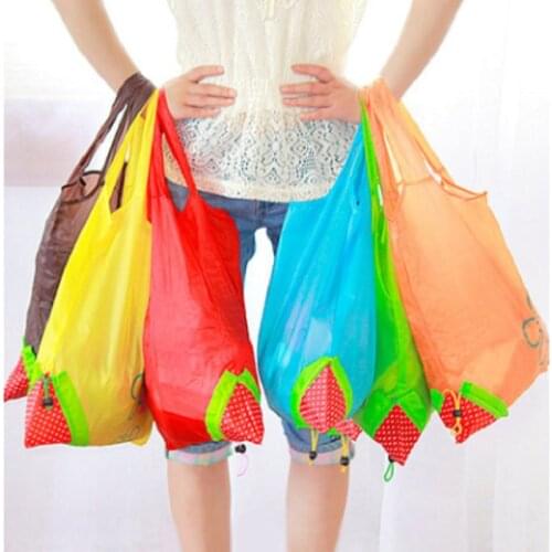 Women Sweet Kawaii Creative large Strawberry Shopping Folding Bag Fashion Portable Storage Bag