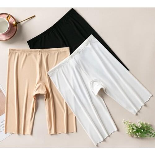 Plus Size Women Shorts Under Skirt New Summer Sexy Traceless Thin Ice Silk Safety Short Pants Ladies Pants Underwear Anti Thigh