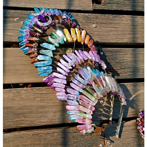 Handmade colorful purple blue moon jewelry headband party bridal party jewelry headdress gift witch mysterious power