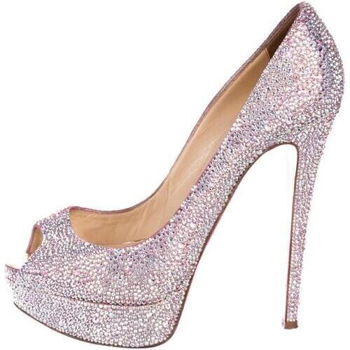 Moraima Snc Sexy Peep Toe Crystal Embellisehd Party Wedding Shoes Woman Super High Platform Pumps Shallow Party Dress heels