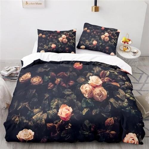 Women Girls Art Rose Flowers 3d Duvet Cover Set with Pillowcase Elegant Flowers Bedding Set Europe/Australia/USA Queen King Size