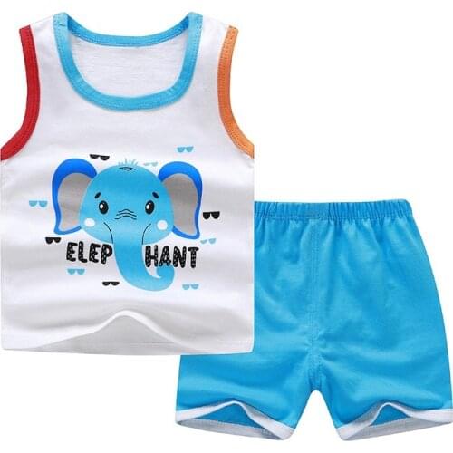Pure Cotton Sleeveless Set Baby Boy Vest And Shorts 2 Piece Set Girls Summer Outfits Kids Clothing Children Clothes