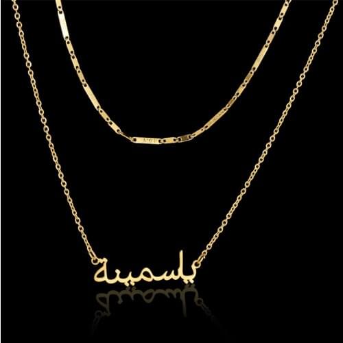 Gold Multiple Chain Custom Jewelry Personalized Name Pendant Necklace Handmade Cursive Nameplate Choker Women Bijoux BFF Gift