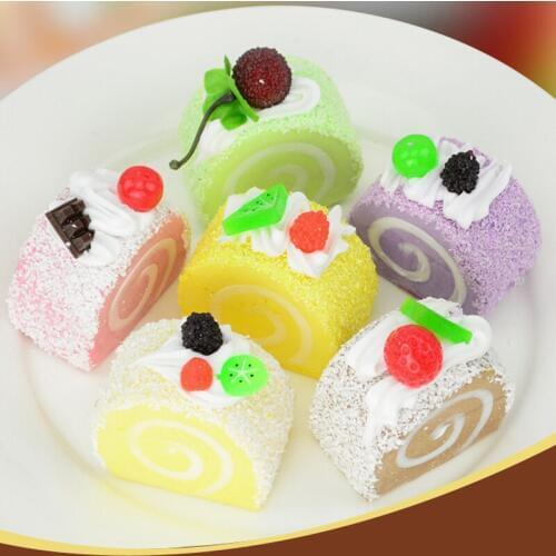 050 6pcs Simulation cake fake fruit cake bread model window decoration