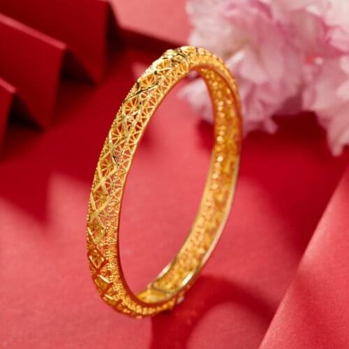 1Pcs 6cm Gold Color Bangles For Women /Girls Can Open Middle East Saudi Arabia Dubai Jewelry Mom Bracelet Gifts