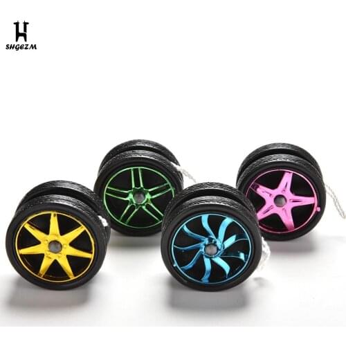 1pc Unique Wheel Shape Design Yoyo Ball Electroplate Yoyo Ball Bearing String Baby Toy Gift Yo-Yo Kids Magic Juggling Toy