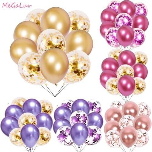 10pcs Latex Balloon With Confetti Helium Round Ballons Birthday Decoration Air Globos Wedding Bridal Shower Party Supplies