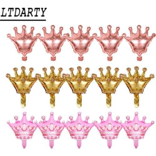 15pcs/set Mini Crown Foil Balloon Gold Silver Black Crown Decoration Wedding Birthday Party Decoration 29x29 cm