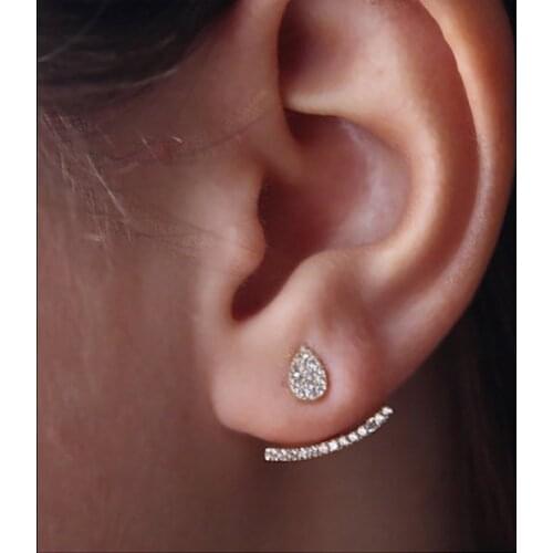 2016 high quality 100% 925 sterling silver 3 colors double sided pave cz ear cuff ear jaket silver earring