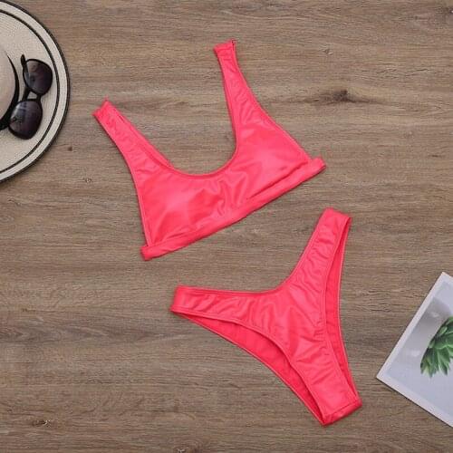 2020 swimwear European and American sexy PU material tight split bikini AliExpress hot swimsuit XYY-126