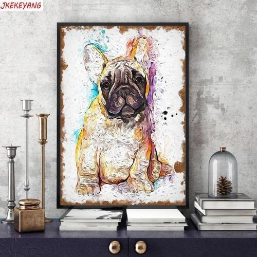 5D DIY square/round Diamond Painting Watercolor bulldog Cross Stitch Diamond Embroidery Pattern Rhinestone home decor J2240