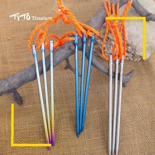 6pcs/Set TiTo Titanium Alloy Tent Peg Titanium Spike Outdoor Camping Accessory Tent Stake Diameter 5mm/6mm Tent Accessory Nail