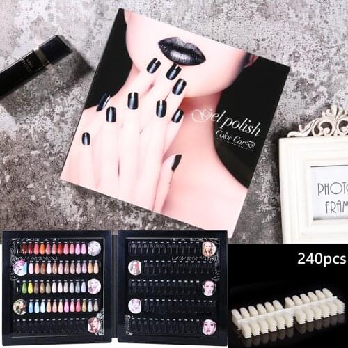 120 Colors Acrylic Nail Tips Display Book DIY Nail Art Showing Shelf Gel Nail Polish Color Card Chart Organizer with False Tips