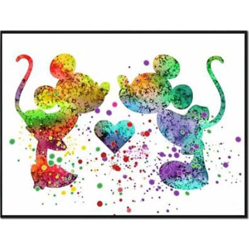 5D DIY Diamond Painting Cartoon Mouse Sweet Kiss Full Round Square Diamond Embroidery Mosaic Home Decorations Childs gift A832