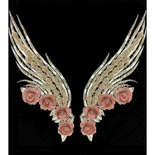 2pcs/set Sewing Wing flower embroidery Patches for clothes Retro vintage iron on patches floral appliques for clothing