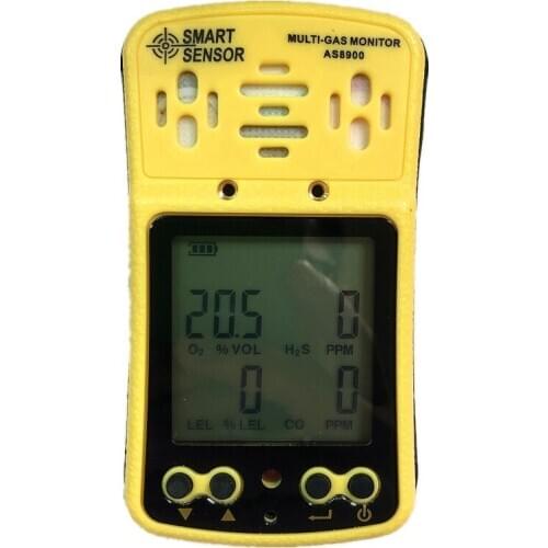 AS8900 Multi Gas Monitor Handheld gas detector Oxygen O2 Hydrothion H2S Carbon Monoxide CO Combustible Gas 4 in 1 gas analyzer