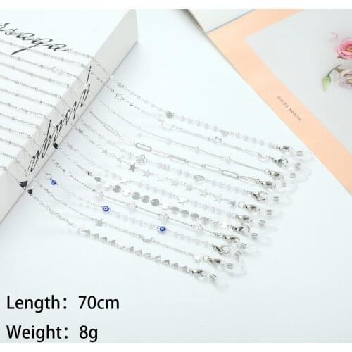 2021 Fashion silver color Sunglasses Chain Mask Lanyard Disc Pearl Rose Flower Glasses Chain Mask Holder New Jewelry for Women