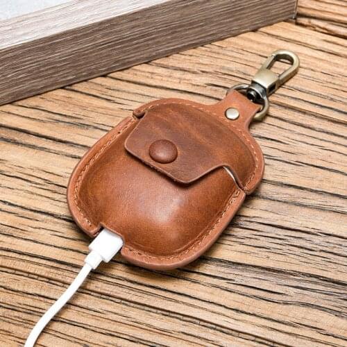 Genuine Leather Case for Apple Airpods Pro 1/2 Wireless Bluetooth Earphone Protective Case Hanging Buckle Earphone Holster