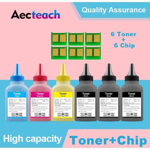 Aecteach Color toner Powder + 6chip CF350A 130A CF350 toner cartridge for HP Color LaserJet Pro MFP M176n M177fw Laser printer