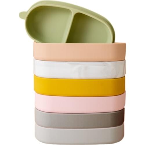 Baby Silicone Dishes Portable Assist Bowl With Cover Double Suction Cup Non-slip Feeding Plate Kid Tableware BPA Free