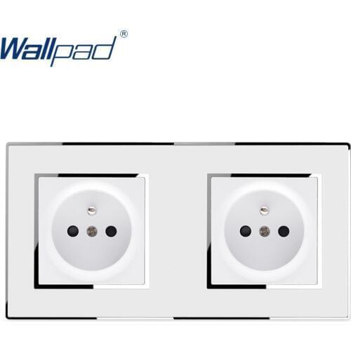 Double EU French Power Socket Wallpad Luxury Wall Electric 2 Pin Outlet Mirror Acrylic Panel 16A AC 110~250V Schuko